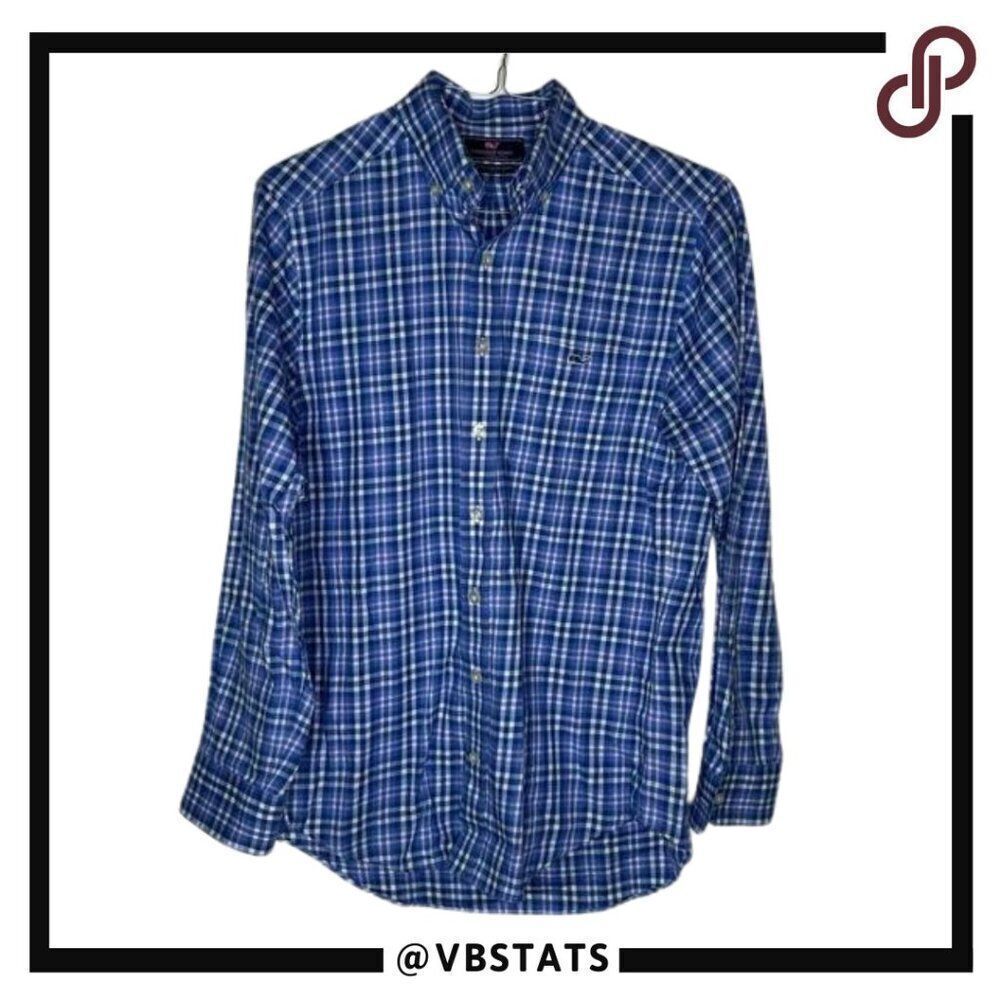 Vineyard Vines Slim Fit Tucker Shirt in Blue/White/Pink Plaid Size Small‎